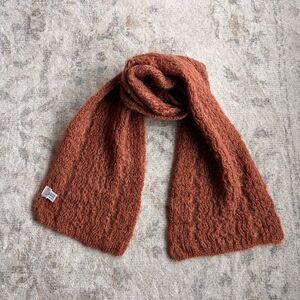 NWOT Donegal Designs Wool Mohair Scarf Rust Orange Hand Knit Ireland